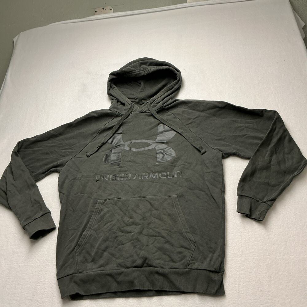 Under Armour Mens ColdGear Rival Fleece Hoodie Big Logo Faded Black Medium,4058